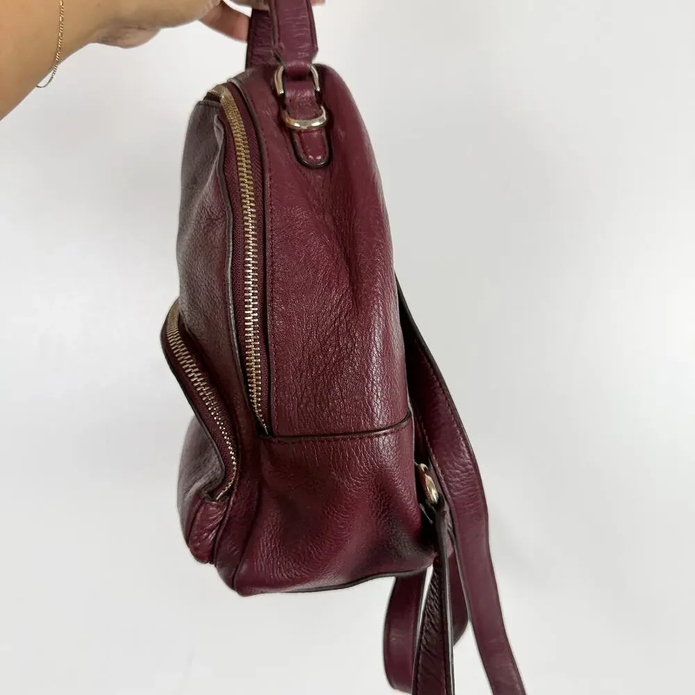 Kate Spade New York Jackson Small Pebbled Leather Backpack Maroon Red